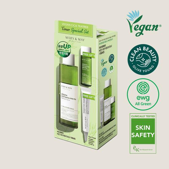 [Mary&May] Vegan CICA Tea Tree Toner Special Set (200ml+30ml+Eye cream 12g) 200ml+30ml+12g