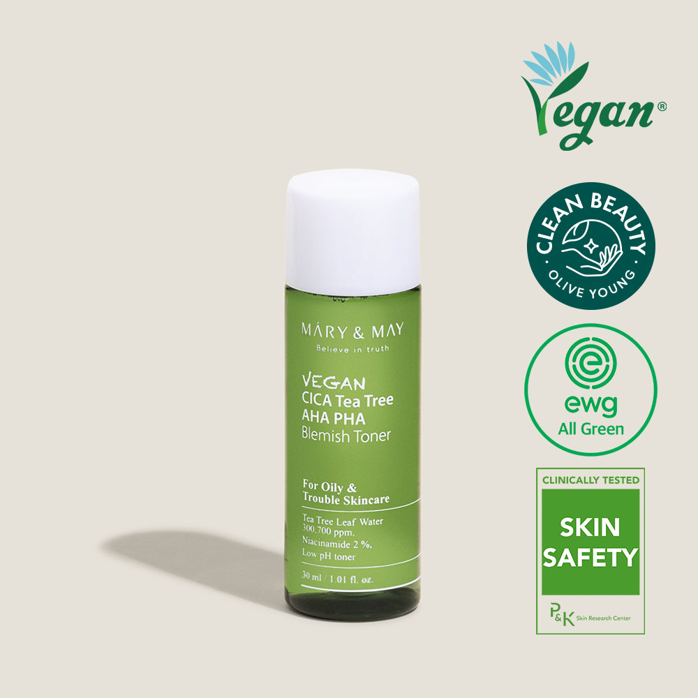 [MARY&MAY] Vegan CICA Tea Tree AHA PHA Blemish Toner - 30ml [Miniature] 30ml